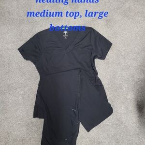 Healing Hands Women's Black V-Neck Top